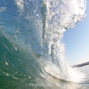 Cresting wave, morning light, glassy water, surf, Cardiff by the Sea, California