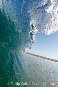 Cresting wave, morning light, glassy water, surf, Cardiff by the Sea, California