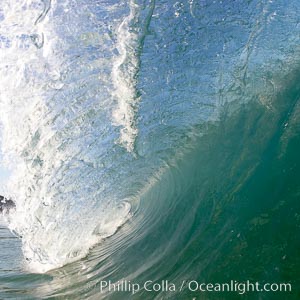 Cresting wave, morning light, glassy water, surf, Cardiff by the Sea, California