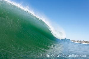 Surf breaking on glass, Cardiff-by-the-Sea, California.