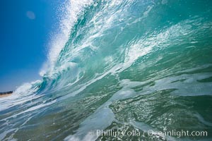 A wave, breaking with powerful energy, at the Wedge in Newport Beach.