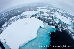 Pack ice and brash ice fills the Weddell Sea, near the Antarctic Peninsula.  This pack ice is a combination of broken pieces of icebergs, sea ice that has formed on the ocean