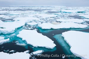 Pack ice and brash ice fills the Weddell Sea, near the Antarctic Peninsula.  This pack ice is a combination of broken pieces of icebergs, sea ice that has formed on the ocean