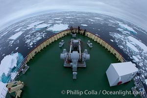 Pack ice and brash ice fills the Weddell Sea, near the Antarctic Peninsula.  This pack ice is a combination of broken pieces of icebergs, sea ice that has formed on the ocean.