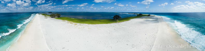 White Coral Rubble Beach on Clipperton Island, aerial photo. Clipperton Island, a minor territory of France also known as Ile de la Passion, is a spectacular coral atoll in the eastern Pacific. By permit HC / 1485 / CAB (France)