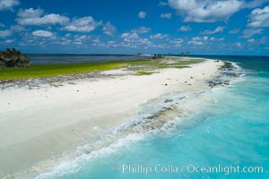 White Coral Rubble Beach on Clipperton Island, aerial photo. Clipperton Island, a minor territory of France also known as Ile de la Passion, is a spectacular coral atoll in the eastern Pacific. By permit HC / 1485 / CAB (France)