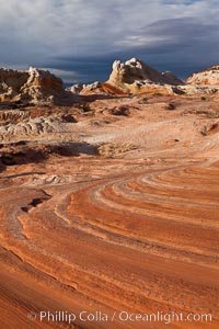 Sandstone and storm clouds, White Pocket, Arizona.