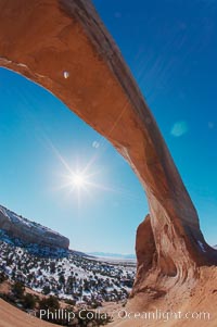 Wilson Arch rises high above route 191 in eastern Utah, with a span of 91 feet and a height of 46 feet