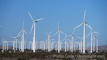 Wind turbines, in the San Gorgonio Pass, near Interstate 10 provide electricity to Palm Springs and the Coachella Valley. California, USA, natural history stock photograph, photo id 22239