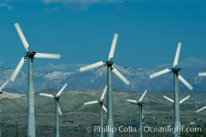 Wind turbines provide electricity to Palm Springs and the Coachella Valley. San Gorgonio pass, San Bernardino mountains. San Gorgonio Pass, California, USA, natural history stock photograph, photo id 06866