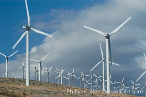 Wind turbines provide electricity to Palm Springs and the Coachella Valley. San Gorgonio pass, San Bernardino mountains, San Gorgonio Pass