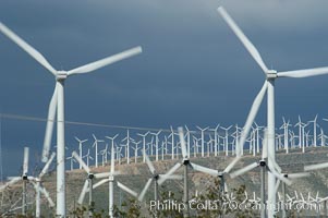 Wind turbines provide electricity to Palm Springs and the Coachella Valley. San Gorgonio pass, San Bernardino mountains, San Gorgonio Pass