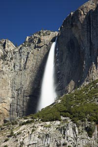 Yosemite Falls in peak flow, viewed from Cook's meadow, spring, Yosemite National Park, California