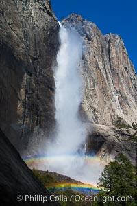 Yosemite Falls and double rainbow, full on and all the way, viewed from the Yosemite Falls trail, spring. Yosemite National Park, California, USA, natural history stock photograph, photo id 27743