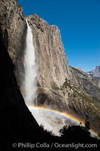 Yosemite Falls and rainbow, viewed from the Yosemite Falls trail, spring, Yosemite National Park, California