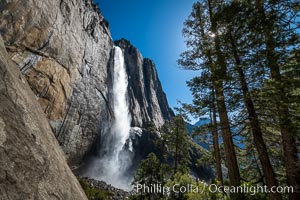 Yosemite Falls in Spring, viewed from Yosemite Falls trail, Yosemite National Park, California