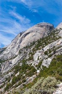 Basket Dome rises above Tenaya Canyon and Yosemite Valley, viewed from the Snow Creek Trail, Tenaya Lake, Yosemite National Park, California