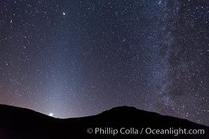 Zodiacal light and Milky Way over Death Valley