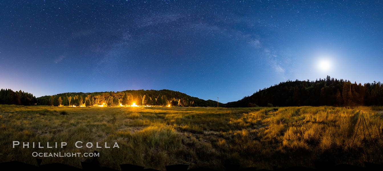 Moon and Milky Way over Palomar Mountain State Park. California, USA, natural history stock photograph, photo id 28748