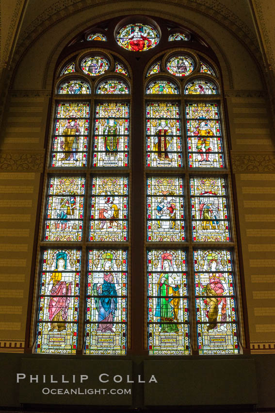 Stained glass in entrance hall, Rijksmuseum, Amsterdam. Holland, Netherlands, natural history stock photograph, photo id 29449