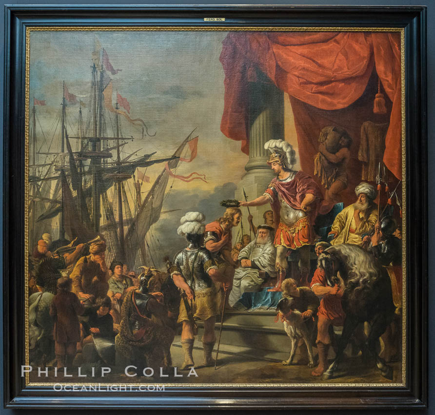 Aeneas at the Court of Latinus, Ferdinand Bol, c. 1661 - c. 1664, canvas, h 218cm x w 232cm. Rijksmuseum, Amsterdam, Holland, Netherlands, natural history stock photograph, photo id 29454