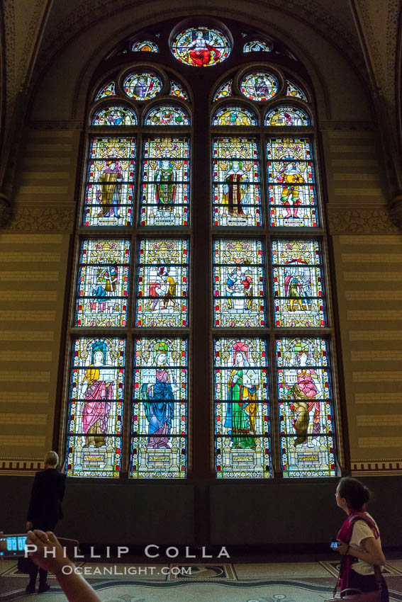 Stained glass in entrance hall, Rijksmuseum, Amsterdam. Holland, Netherlands, natural history stock photograph, photo id 29457