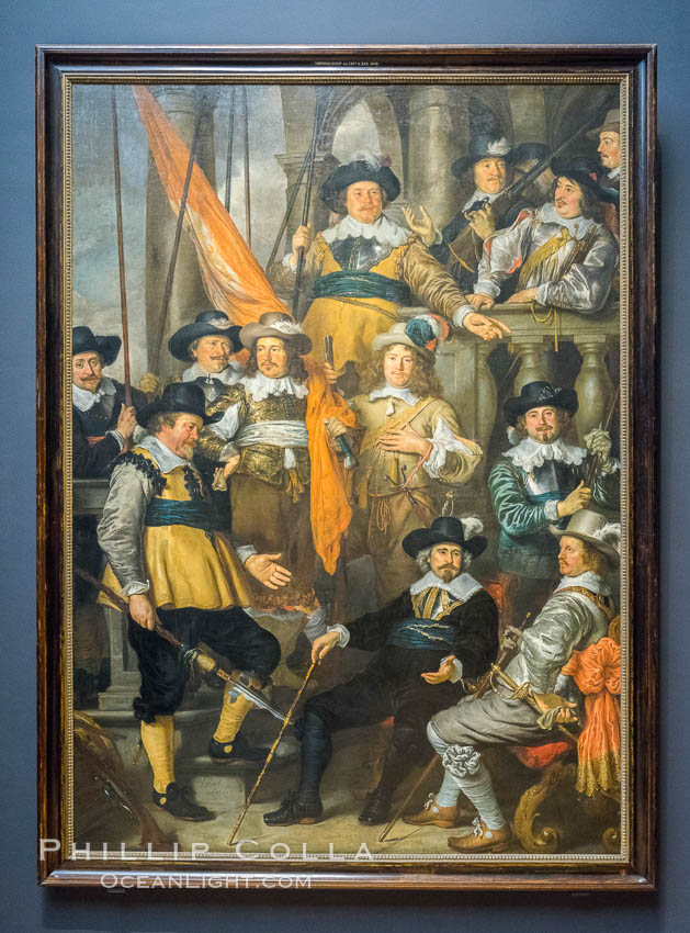 Company of Captain Albert Bas and Lieutenant Lucas Conyn, 1645, Govert Flinck, 1645, oil on canvas, h 347cm x w 244cm. Rijksmuseum, Amsterdam, Holland, Netherlands, natural history stock photograph, photo id 29476
