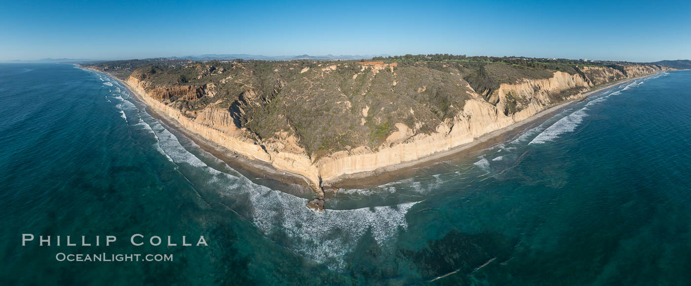 Aerial Panoramic Photo of Torrey Pines, Flat Rock. Torrey Pines State Reserve, San Diego, California, USA, natural history stock photograph, photo id 30785