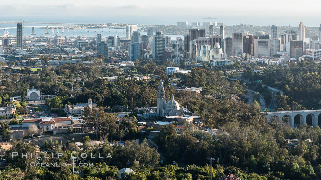 Aerial photo of Balboa Park and Downtown San Diego., natural history stock photograph, photo id 30772