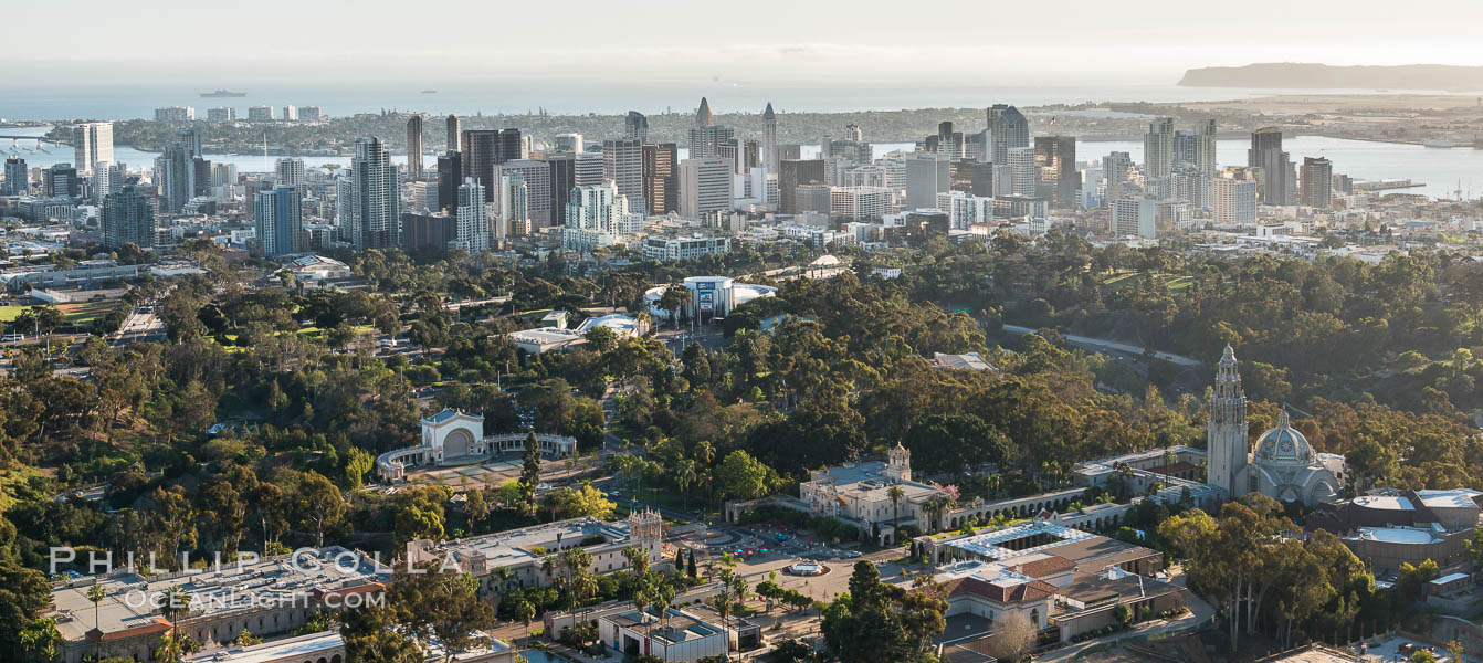 Aerial photo of Balboa Park and Downtown San Diego., natural history stock photograph, photo id 30771