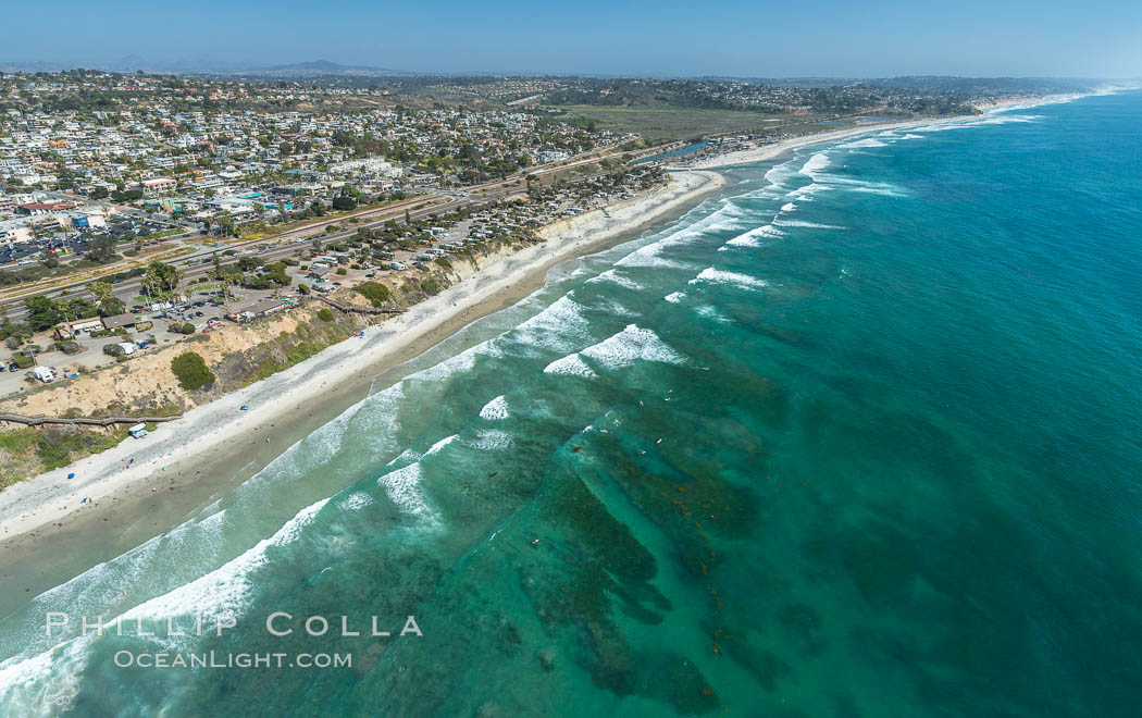 Aerial Photo of Cardiff State Beach and  Underwater Reef System. Encinitas, California, USA, natural history stock photograph, photo id 30834