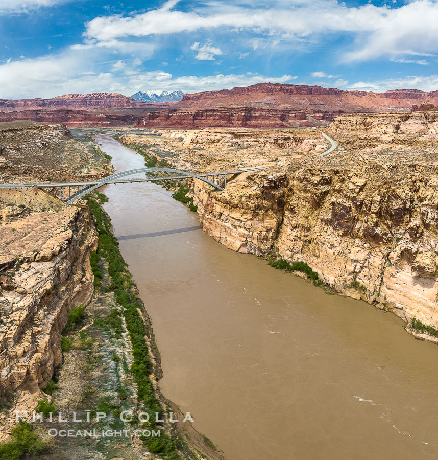 Aerial Photo of the Colorado River at the Hite Crossing Bridge, Utah., natural history stock photograph, photo id 39493