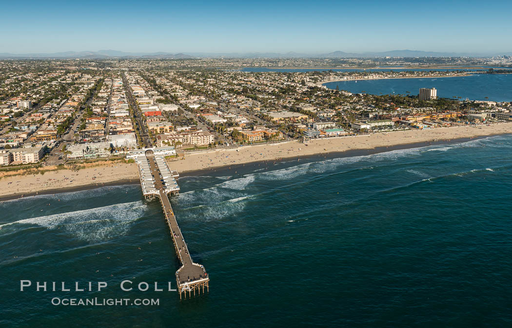 Aerial Photo of Crystal Pier and Garnet Avenue Pacific Beach. San Diego, California, USA, natural history stock photograph, photo id 30803