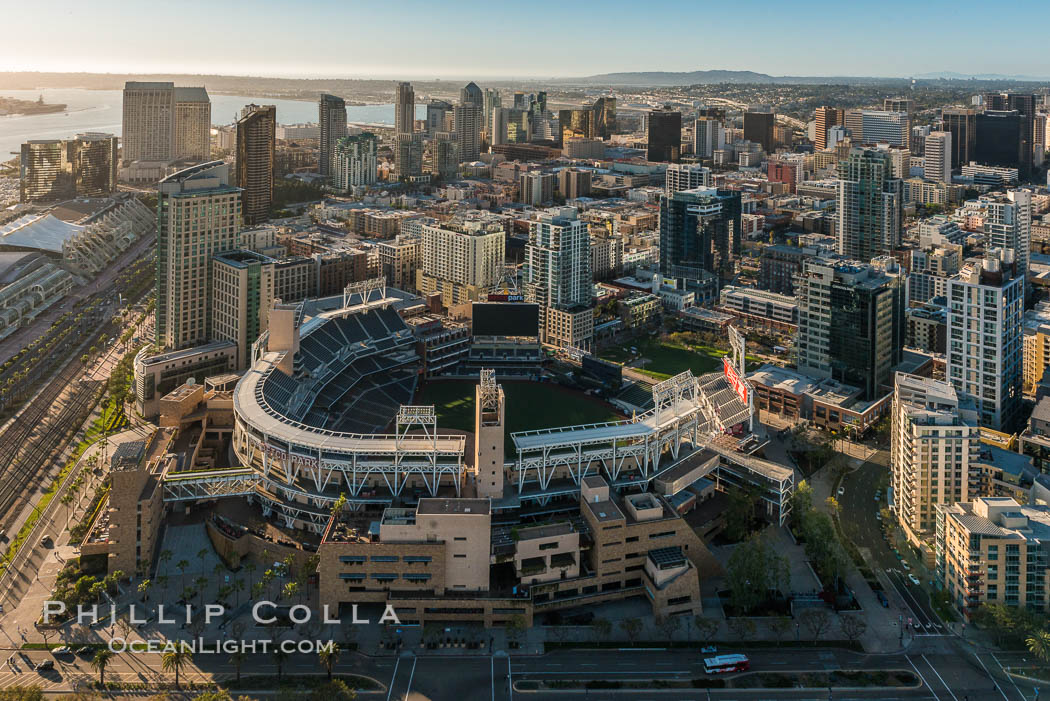 Aerial photo of Downtown San Diego and Petco Park, viewed from the southeast., natural history stock photograph, photo id 30769