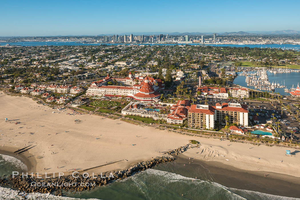 Aerial Photo of Hotel Del Coronado and San Diego. California, USA, natural history stock photograph, photo id 30814