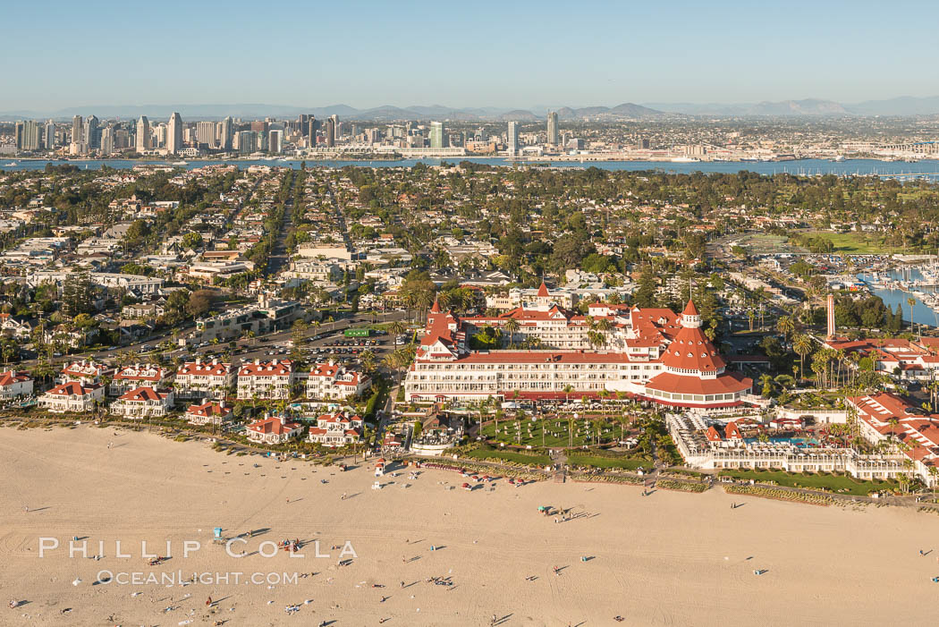 Aerial Photo of Hotel Del Coronado and San Diego. California, USA, natural history stock photograph, photo id 30813