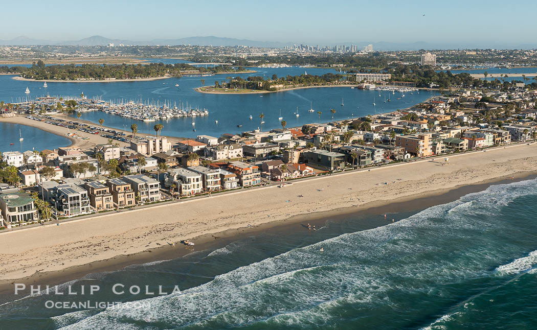 Aerial Photo of Mission Beach and Mission Bay., natural history stock photograph, photo id 30804