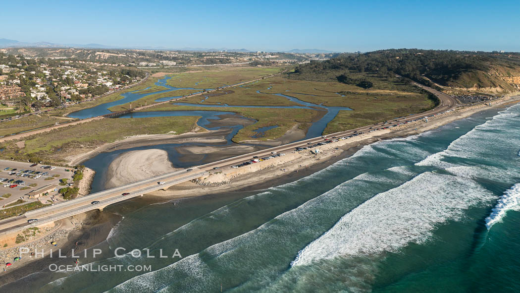 Aerial Photo of Penasquitos Lagoon and Torrey Pines State Beach., natural history stock photograph, photo id 30732