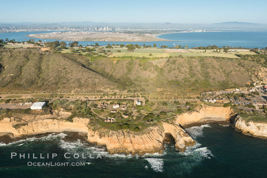 Aerial Photo of Point Loma and Fort Rosecrans., natural history stock photograph, photo id 30811