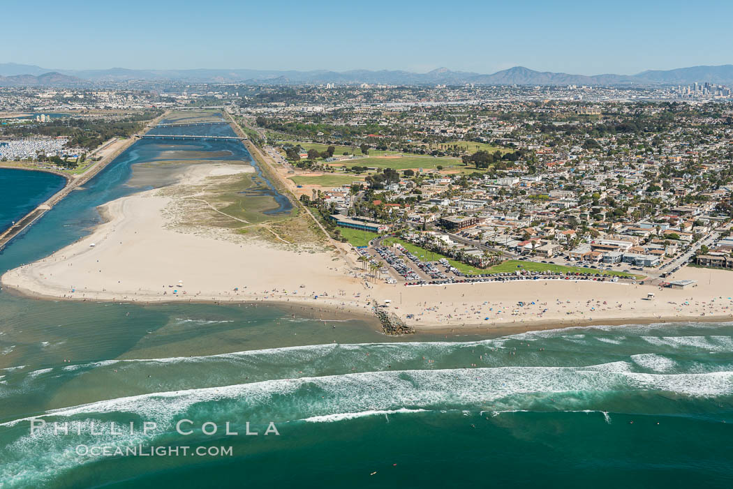 Aerial Photo of San Diego River and Dog Beach. California, USA, natural history stock photograph, photo id 30694