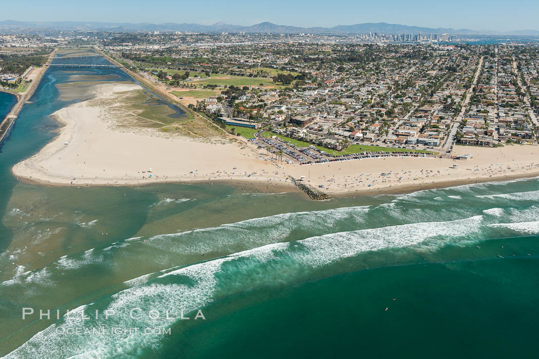 Aerial Photo of San Diego River and Dog Beach. California, USA, natural history stock photograph, photo id 30693