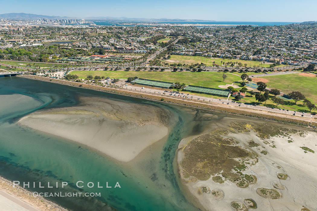 Aerial Photo of San Diego River and Robb Field. California, USA, natural history stock photograph, photo id 30692