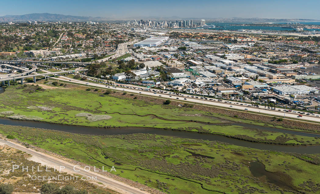 Aerial Photo of San Diego River. California, USA, natural history stock photograph, photo id 30686