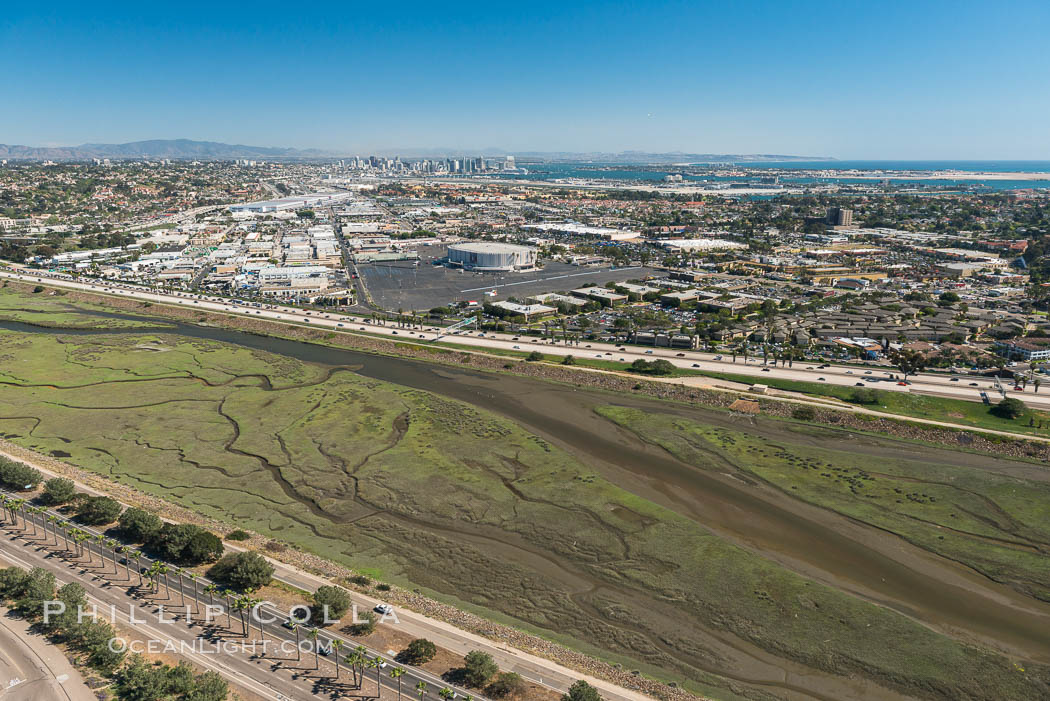 Aerial Photo of San Diego River. California, USA, natural history stock photograph, photo id 30688