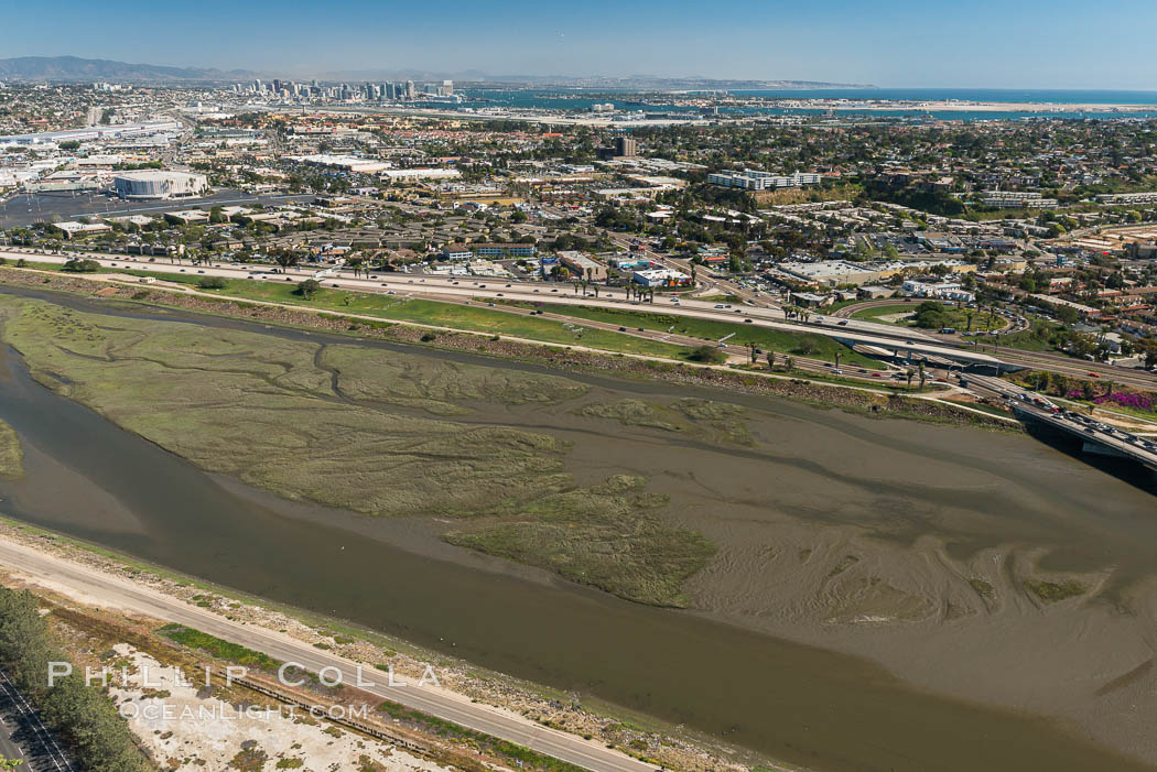 Aerial Photo of San Diego River. California, USA, natural history stock photograph, photo id 30689