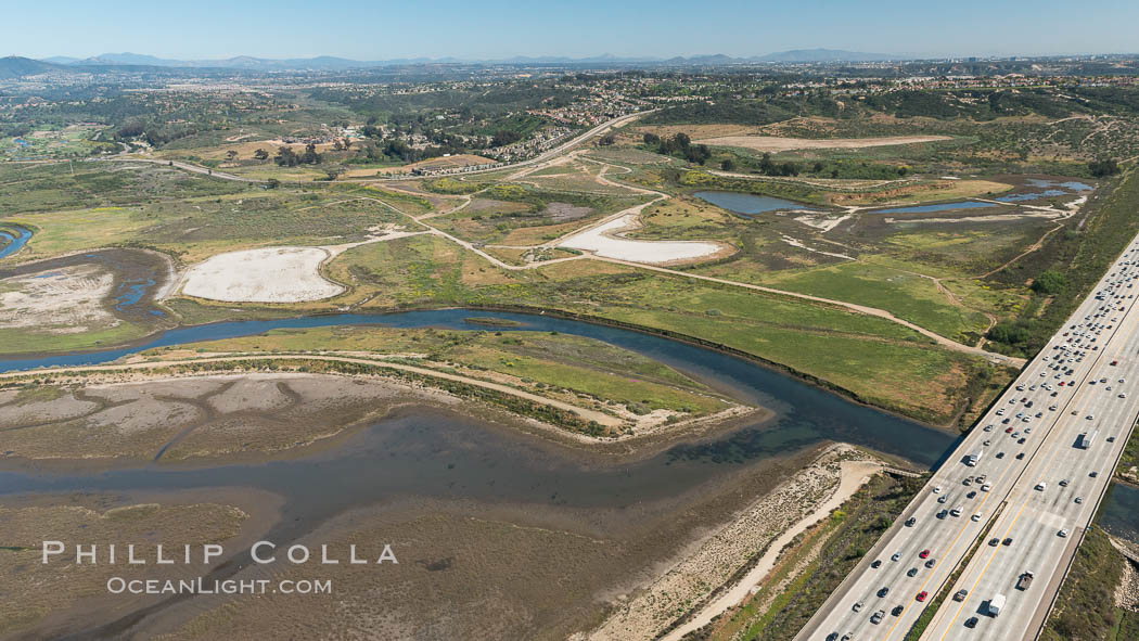 Aerial photo of San Dieguito Lagoon State Marine Conservation Area.  San Dieguito Lagoon State Marine Conservation Area (SMCA) is a marine protected area near Del Mar in San Diego County. California, USA, natural history stock photograph, photo id 30614