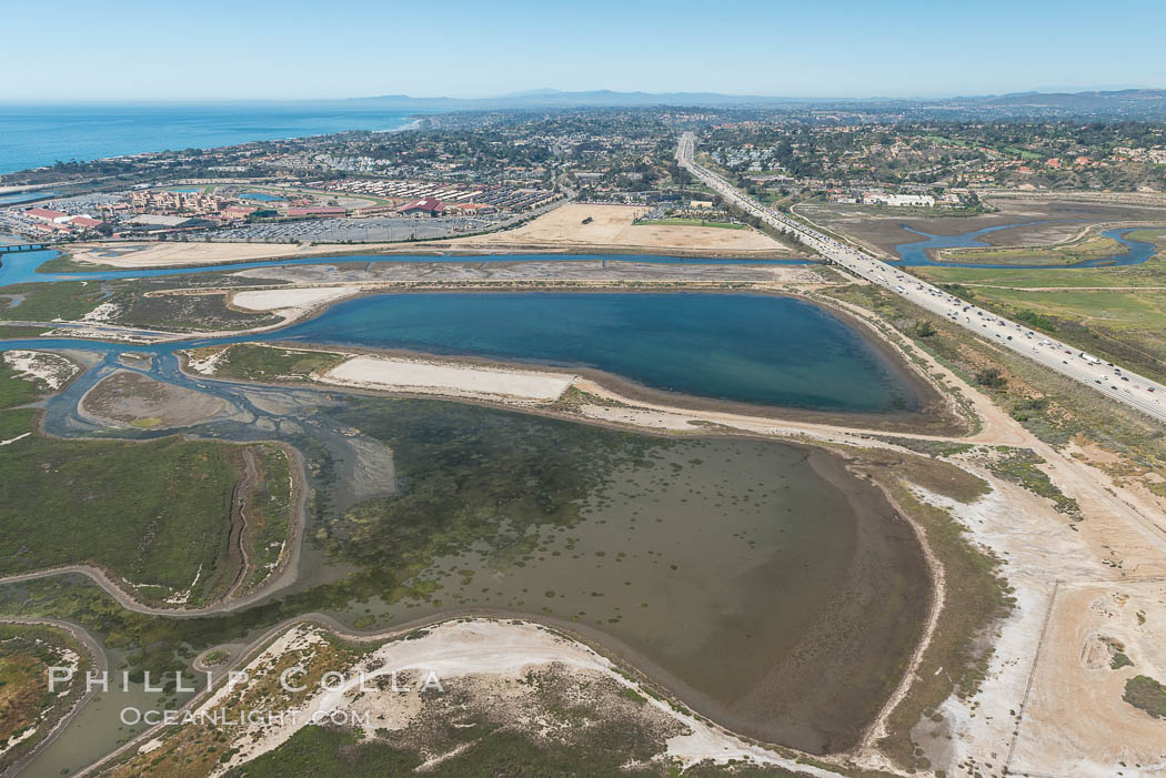Aerial photo of San Dieguito Lagoon State Marine Conservation Area.  San Dieguito Lagoon State Marine Conservation Area (SMCA) is a marine protected area near Del Mar in San Diego County. California, USA, natural history stock photograph, photo id 30608