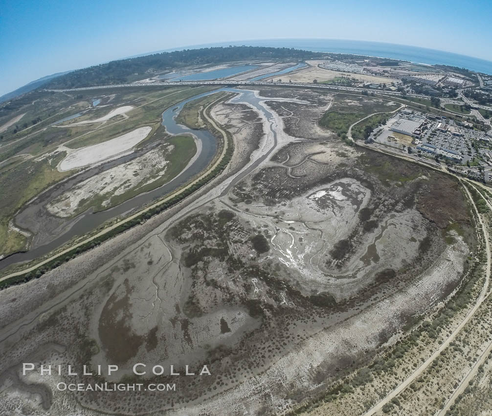 Aerial photo of San Dieguito Lagoon State Marine Conservation Area.  San Dieguito Lagoon State Marine Conservation Area (SMCA) is a marine protected area near Del Mar in San Diego County. California, USA, natural history stock photograph, photo id 30612
