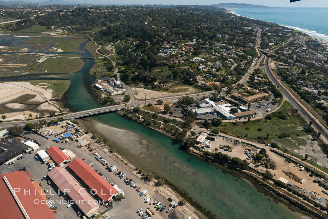 Aerial photo of San Dieguito Lagoon State Marine Conservation Area.  San Dieguito Lagoon State Marine Conservation Area (SMCA) is a marine protected area near Del Mar in San Diego County. California, USA, natural history stock photograph, photo id 30616