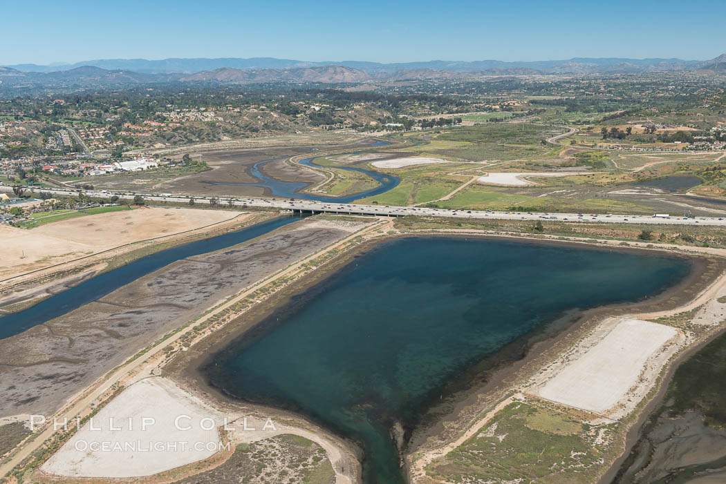 Aerial photo of San Dieguito Lagoon State Marine Conservation Area.  San Dieguito Lagoon State Marine Conservation Area (SMCA) is a marine protected area near Del Mar in San Diego County. California, USA, natural history stock photograph, photo id 30607